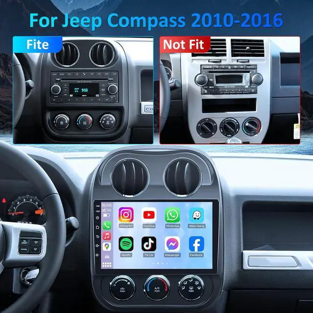Alt view image 2 of 7 - 4G+64G Car Radio for Jeep Patriot Compass 2010-2016: 10'' Touchscreen Android 15 Car Stereo for Jeep Patriot Radio Replacement, Wireless CarPlay Android Auto,Bluetooth/WiFi/GPS/FM SWC/Backup Camera