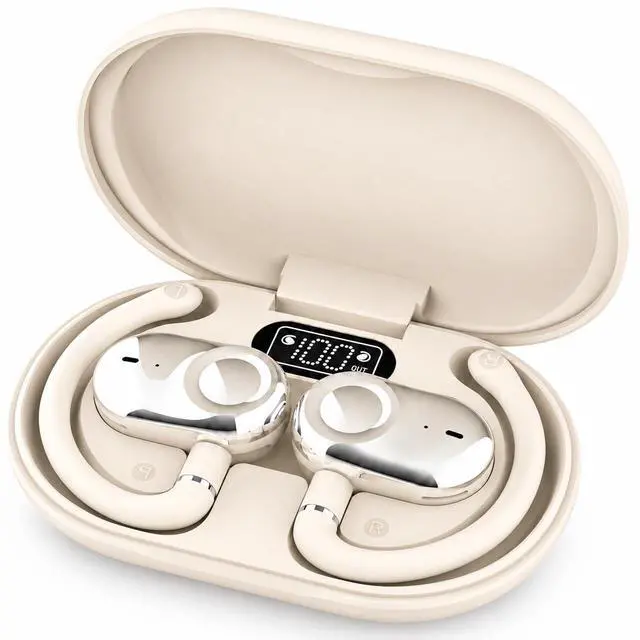 Main image of Open Ear Earbuds Bi-Axial Custom Fit Immersive Sound Wireless Headphones | Over The Ear Bluetooth Ear Buds Waterproof Long Battery for Running Outdoor Sports Travel Conference - OpenBass Fit White