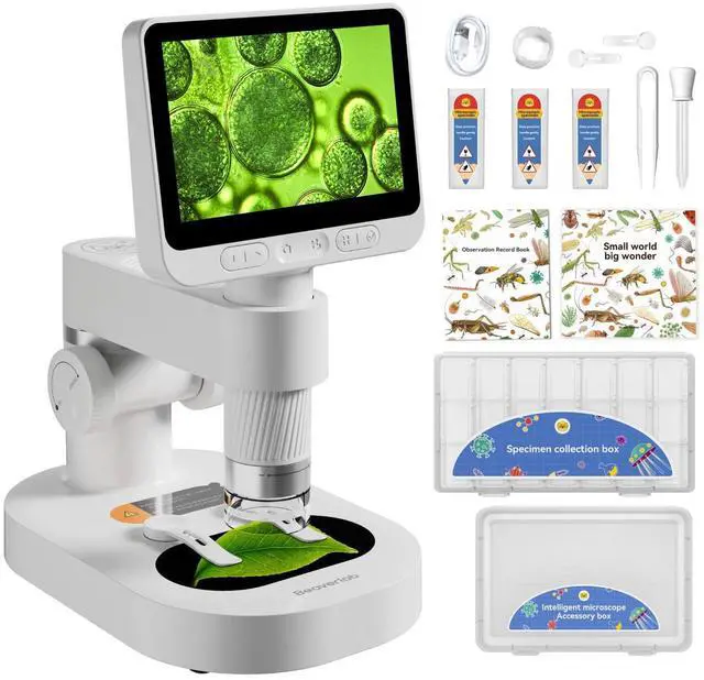 Main image of Digital Microscope 1600x, 4.0 Inch Portable Electronic Coin Microscope with 8 Adjustable LED Lights for Adults