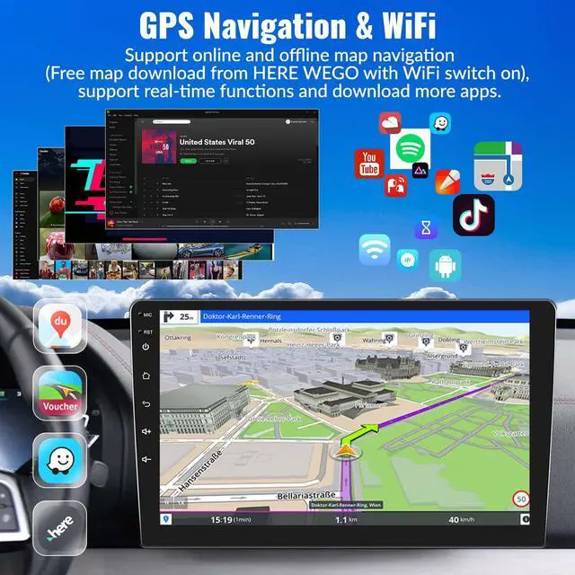 Alt view image 4 of 7 - 4 Core+64G Android 15 for Honda CRV 2007-2011 Car Radio Stereo with Wireless A-pple CarPlay Android Auto WiFi GPS, 9" Touchscreen Bluetooth Upgrade Head Unit 28-UI Mirror Link Backup Cam Mic USB