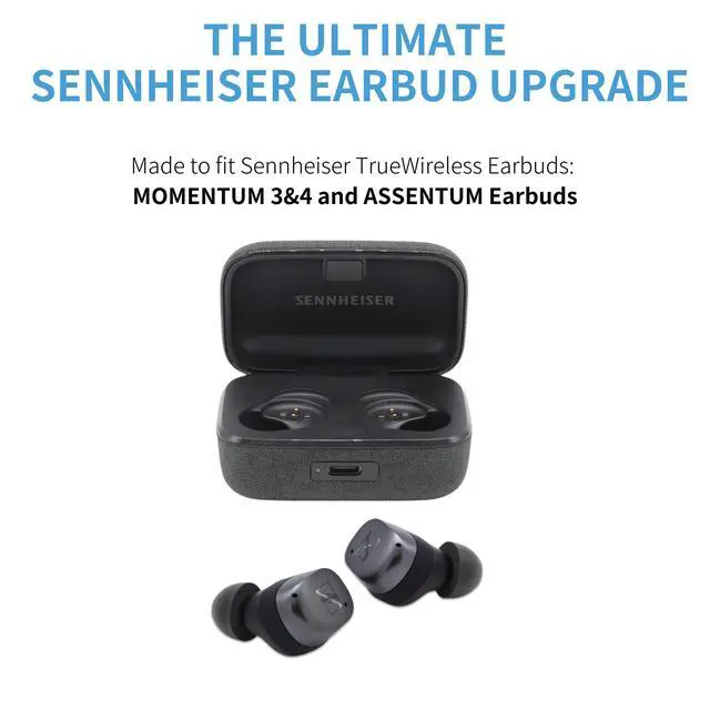 Alt view image 7 of 7 - TrueGrip Premium Memory Foam Replacement Ear Tips, Black (S/M/L) | 3 Pairs, for Sennheiser Momentum 3, 4, ACCENTUM, Enhanced Comfort, Secure Fit, Superior Noise Isolation, Cleaning Tool