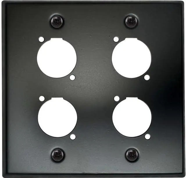 Main image of XLR Wall Plate Blank and XLR Panel Combo - Perfect for Professional Audio Setups in Studios, Theaters, and Conference Rooms - Easy to Install and Durable Design (4 Port Black)