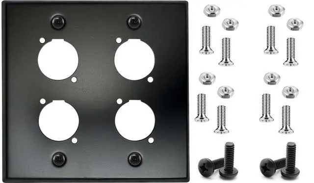 Alt view image 2 of 6 - XLR Wall Plate Blank and XLR Panel Combo - Perfect for Professional Audio Setups in Studios, Theaters, and Conference Rooms - Easy to Install and Durable Design (4 Port Black)