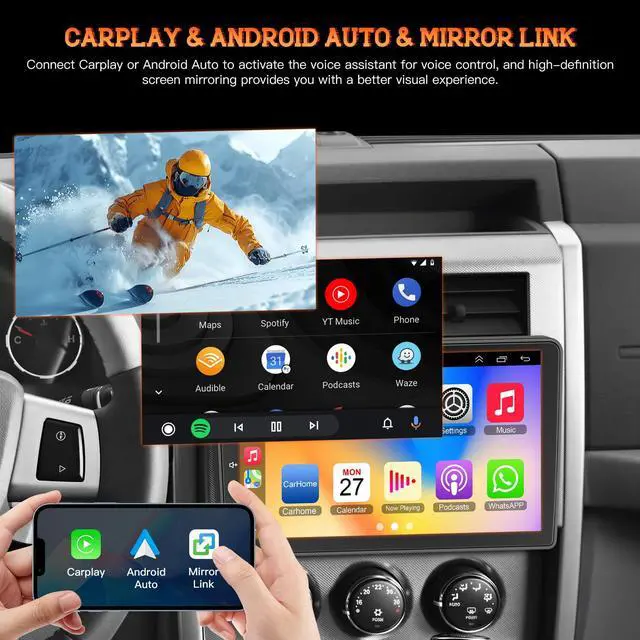 Alt view image 3 of 7 - Car Stereo for Dodge Challenger(2008-2014), for Dodge Avenger(2008-2014),4GB + 64GB 10 HD Touchscreen Car Radio Android 13 System, Wireless CarPlay & Android Auto, GPS Navigation & Bluetooth