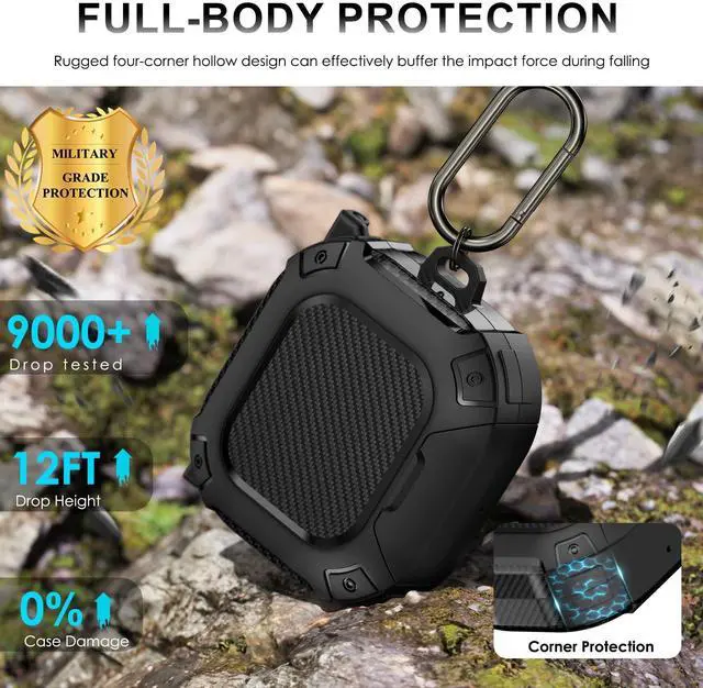 Alt view image 4 of 7 - for Beats Powerbeats Fit Case Cover with Safety Lock & Phone Stand | Heavy Duty, Shockproof Protective Case for Powerbeats Fit Earbuds 2025, with Cleaner Kit & Carabiner for Travel, Black
