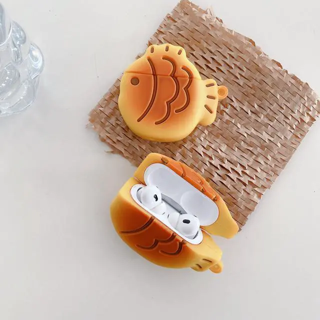 Alt view image 2 of 7 - Earphone Case for AirPods Pro 3 (2025), Cute Creative Taiyaki Fish Cookie Shape Soft TPU Silicone Case, Lucky Taiyaki Food Biscuit AirPods Pro3 Cover Protective Skin Protector