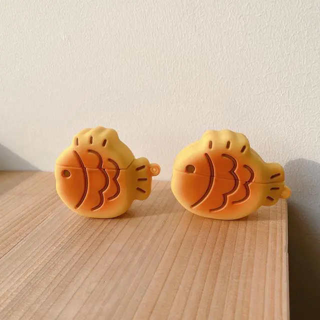 Alt view image 3 of 7 - Earphone Case for AirPods Pro 3 (2025), Cute Creative Taiyaki Fish Cookie Shape Soft TPU Silicone Case, Lucky Taiyaki Food Biscuit AirPods Pro3 Cover Protective Skin Protector