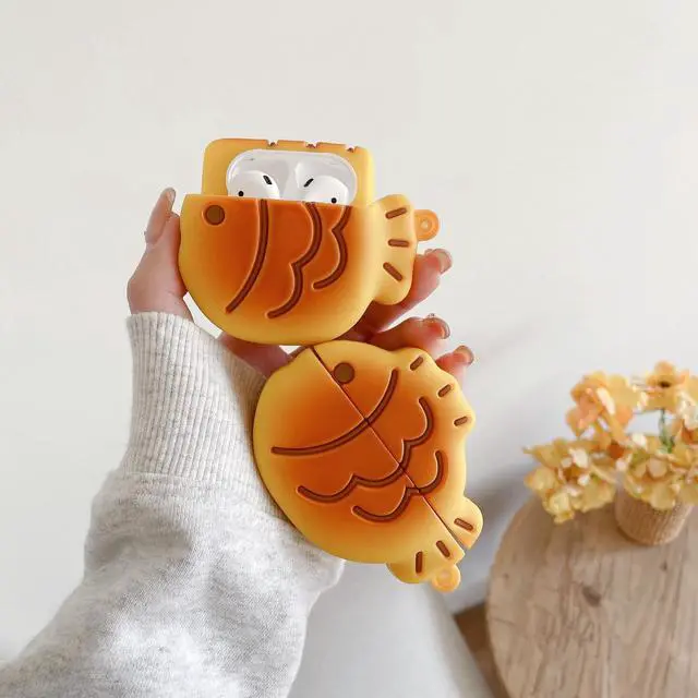 Alt view image 4 of 7 - Earphone Case for AirPods Pro 3 (2025), Cute Creative Taiyaki Fish Cookie Shape Soft TPU Silicone Case, Lucky Taiyaki Food Biscuit AirPods Pro3 Cover Protective Skin Protector