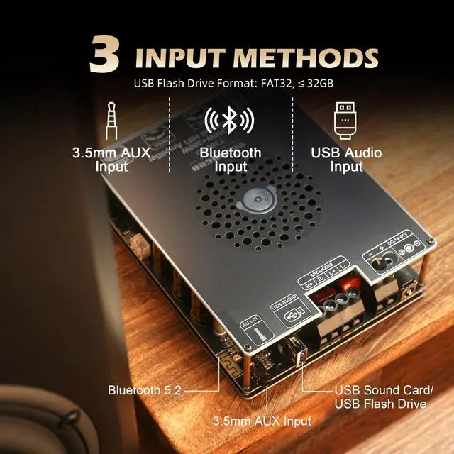 Alt view image 4 of 6 - T300HS 2.0 Channel Bluetooth Amplifier Board, 300W+300W High Power, TPA3255 Chip, with Independent Bass & Treble Control, for Home Audio & DIY Speaker Projects