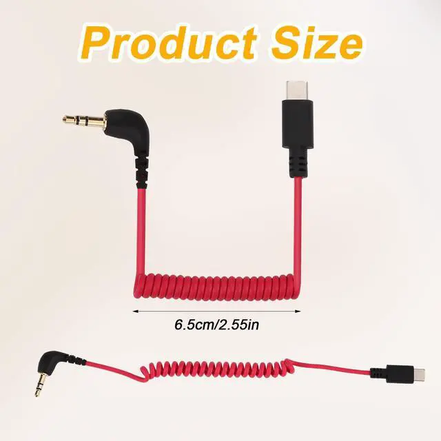 Alt view image 2 of 6 - USB C to 3.5mm TRS Microphone Adapter for Rode Wireless GO 2 | Compatible with Rode Wireless GO 2 / ME/Pro Hollyland Lark M1 / M2 / MAX / 150 / M1 / MAX Duo Audio Output DAC Coiled Cable