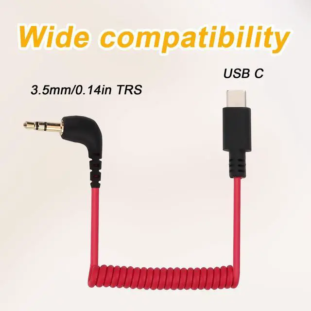 Alt view image 3 of 6 - USB C to 3.5mm TRS Microphone Adapter for Rode Wireless GO 2 | Compatible with Rode Wireless GO 2 / ME/Pro Hollyland Lark M1 / M2 / MAX / 150 / M1 / MAX Duo Audio Output DAC Coiled Cable