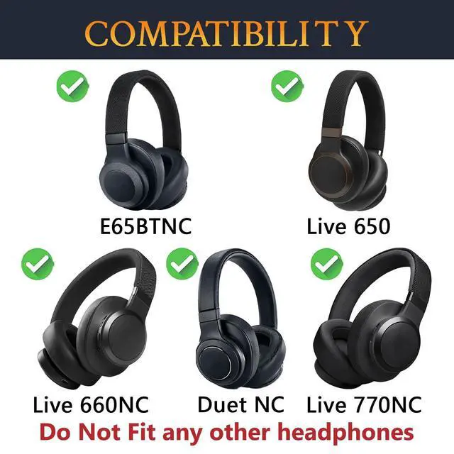 Alt view image 2 of 7 - Cooling Gel Replacement Ear Pads for JBL E65BTNC/Live 650BTNC/Live 770NC/Live 660NC/Duet NC Over-Ear Headphones, Earpads Cushions with Noise Isolation Foam - Black