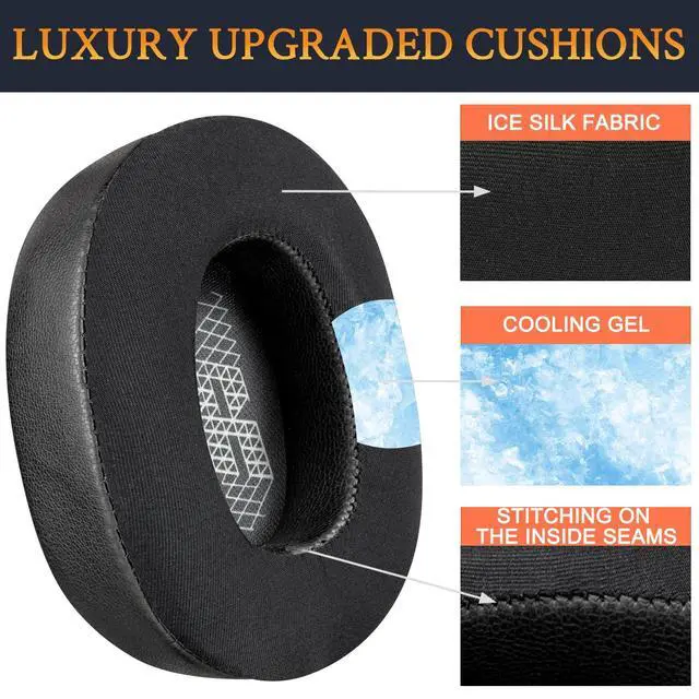 Alt view image 5 of 7 - Cooling Gel Replacement Ear Pads for JBL E65BTNC/Live 650BTNC/Live 770NC/Live 660NC/Duet NC Over-Ear Headphones, Earpads Cushions with Noise Isolation Foam - Black