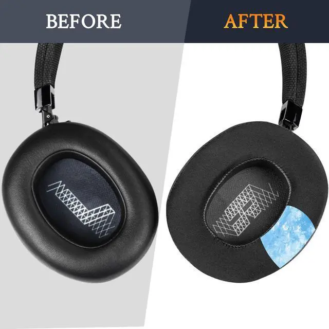 Alt view image 4 of 7 - Cooling Gel Replacement Ear Pads for JBL E65BTNC/Live 650BTNC/Live 770NC/Live 660NC/Duet NC Over-Ear Headphones, Earpads Cushions with Noise Isolation Foam - Black