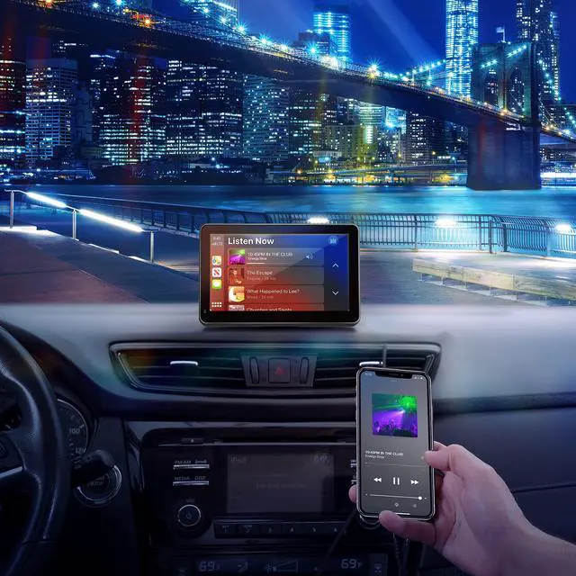 Alt view image 7 of 7 - INTELLIDASH PRO Wireless Apple Carplay ONLY 7'' IPS Touchscreen with Bluetooth, SiriusXM, Siri Assistant. Dash Windshield Mounted