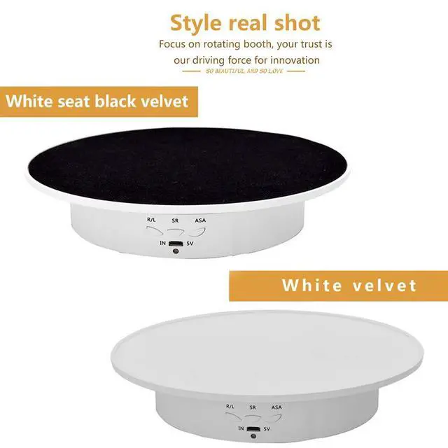 Alt view image 6 of 7 - 360-Degree Electric Rotating Turntable, Rechargeable Low Noise Adjustable Smooth Rotation Non-Slip Display Stand for Photographic Products (Black, 7.8 inches/Load 17 LB/Velvet top)