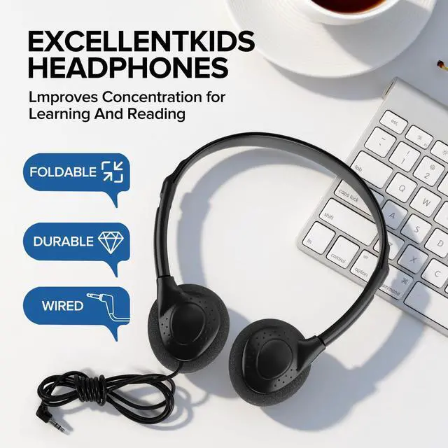 Alt view image 2 of 7 - Classroom Headphones Bulk 100 Pack for Kids Schools Students,Wholesale Wired On Ear Class Set Headphones for Library Chromebook Laptop PC Computer(HLY002 Black)