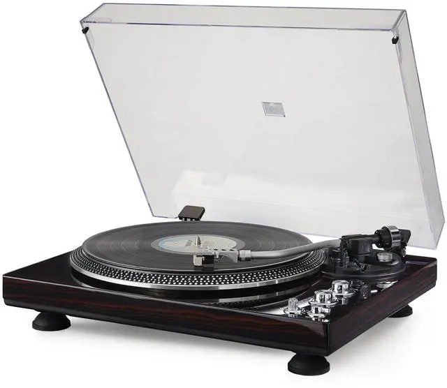 Main image of High-Fidelity Vinyl Record Player, Bluetooth Turntable with Magnetic Cartridge, 2-Speed Belt Drive Wood Vintage Player with Auto-Return, Adjustable Counterweight, Pitch Control & Preamp