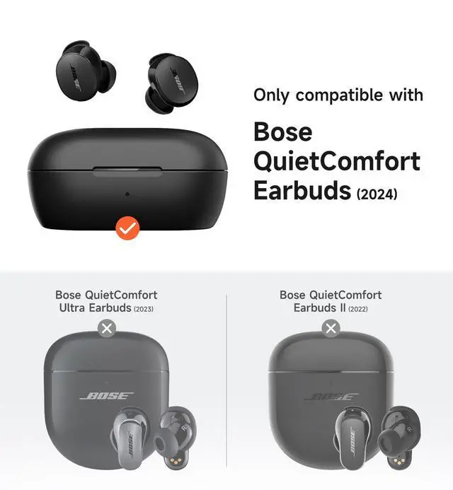 Alt view image 2 of 7 - Magnetic Cases for Bose New QuietComfort Earbuds (2024) Case Cover, Rugged Shockproof Protective Cover for Bose QuietComfort Earbuds with Magnetic Lok & Carabiner & Cleaning Kit, Navy