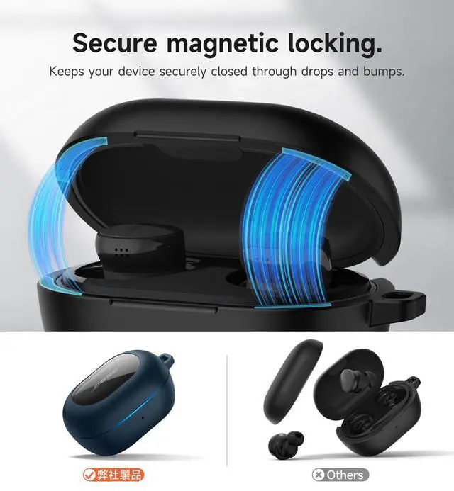 Alt view image 3 of 7 - Magnetic Cases for Bose New QuietComfort Earbuds (2024) Case Cover, Rugged Shockproof Protective Cover for Bose QuietComfort Earbuds with Magnetic Lok & Carabiner & Cleaning Kit, Navy