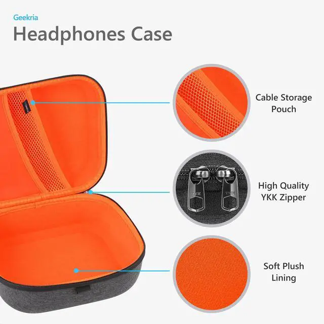 Alt view image 3 of 6 - Shield Headphones Case Compatible with Sennheiser HD400PRO/HD 560S/HD598/HD 599SE/HD280PRO/HD 600, Replacement Hard Shell Travel Carrying Bag with Cable Storage (Dark Grey)