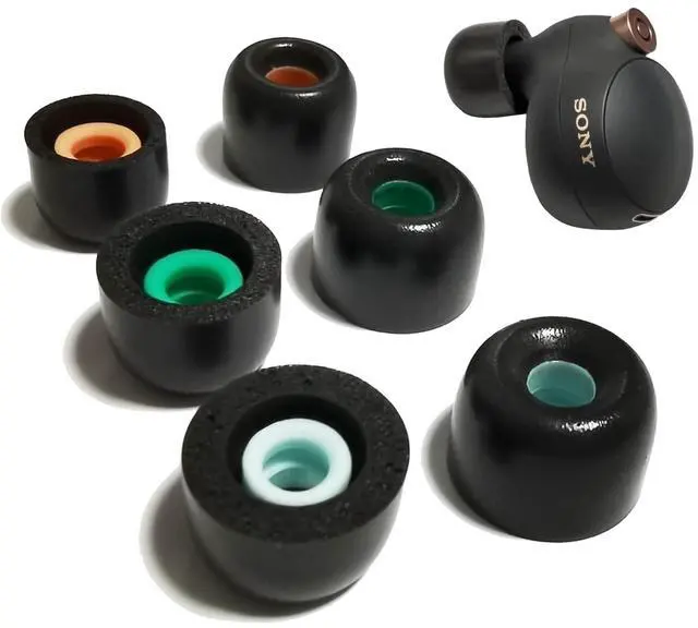 Main image of Memory Foam Tips for Sony WF-1000XM4/1000XM5 Replacement Earbuds Tips | 3 Pairs L/M/S, Noise Isolating, Secure Fit, for Sony Earbuds WF-SP900/XB700/C500/C700N, Fits Charging Case, Black