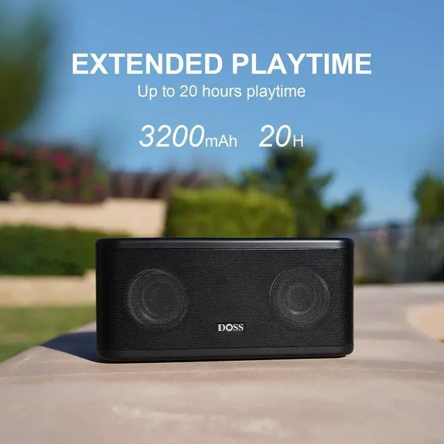 Alt view image 4 of 5 - SoundBox Plus Portable Bluetooth Speaker with 16W Stereo Sound-Black | Rich bass, 20H Playtime, Wireless Stereo Pairing, Hands-free Calls, Bluetooth 5.0, For Home, Office, Dorm, Camping, Backyard