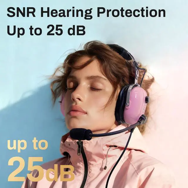 Alt view image 2 of 7 - Aviation Headset for Pilots with Mono Sound and Passive Noise Cancellation, PNR Aviation Headset with Noise Canceling Microphone, for Flight School Student, Instructor, Pink