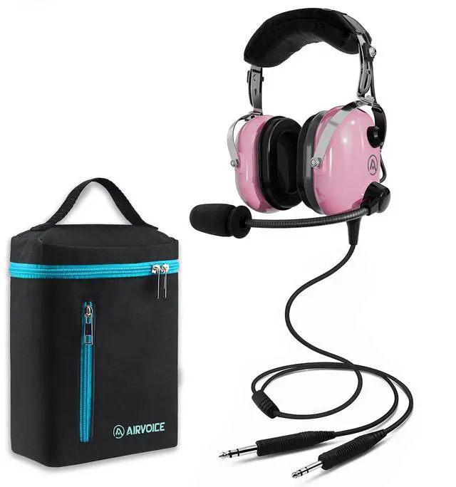 Main image of Aviation Headset for Pilots with Mono Sound and Passive Noise Cancellation, PNR Aviation Headset with Noise Canceling Microphone, for Flight School Student, Instructor, Pink