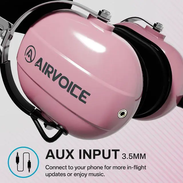 Alt view image 7 of 7 - Aviation Headset for Pilots with Mono Sound and Passive Noise Cancellation, PNR Aviation Headset with Noise Canceling Microphone, for Flight School Student, Instructor, Pink