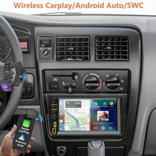Alt view image 2 of 7 - Car Radio Stereo Wireless Carplay Android Auto Navi w/SWC Remote for Toyota Tacoma Sienna1995-2004/4Runner Camry Rav4 1990-2001/Tundra Sequoia 2000 2001 2002/Land Cruiser 1991-2000