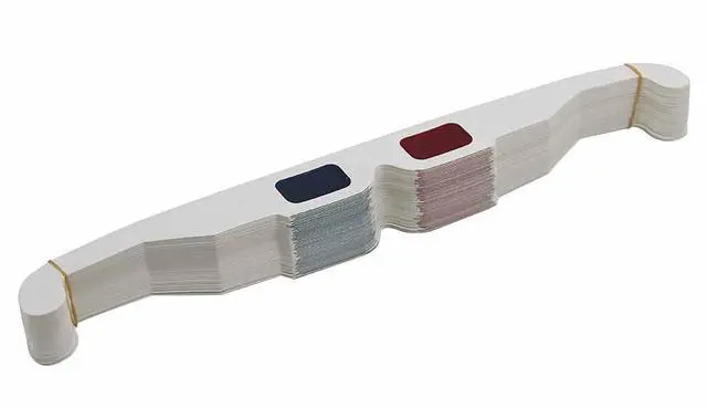 Main image of 50 Pairs - Flat- 3D Glasses Red and Cyan White Frame Anaglyph Cardboard (Set of 50)