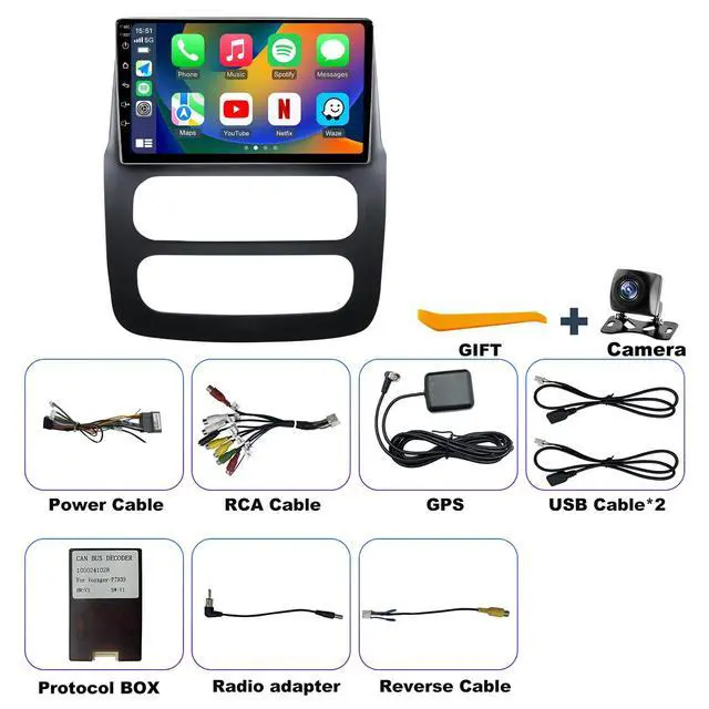 Alt view image 7 of 7 - 4Core 64GROM 5Gwifi Upgrade Car Radio for Dodge Ram 1500/2500/3500 2002 2003 2004 2005, 9inch Touch Screen Stereo Wireless CarPlay Android Auto Head Unit Bluetooth GPS Navigation FM DSP Backup Camera