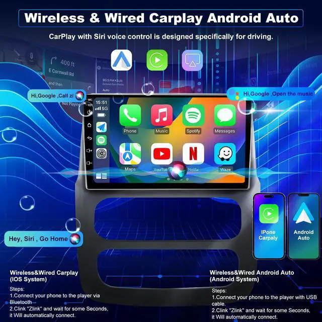 Alt view image 3 of 7 - 4Core 64GROM 5Gwifi Upgrade Car Radio for Dodge Ram 1500/2500/3500 2002 2003 2004 2005, 9inch Touch Screen Stereo Wireless CarPlay Android Auto Head Unit Bluetooth GPS Navigation FM DSP Backup Camera