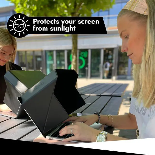 Alt view image 7 of 7 - 4-in-1 Laptop Screen Shade Original Slim Hood Sun, Privacy, Heat & Contrast Protection, Lightweight & Travel-Friendly, Fits 1214 MacBook & PC, Patented, Black