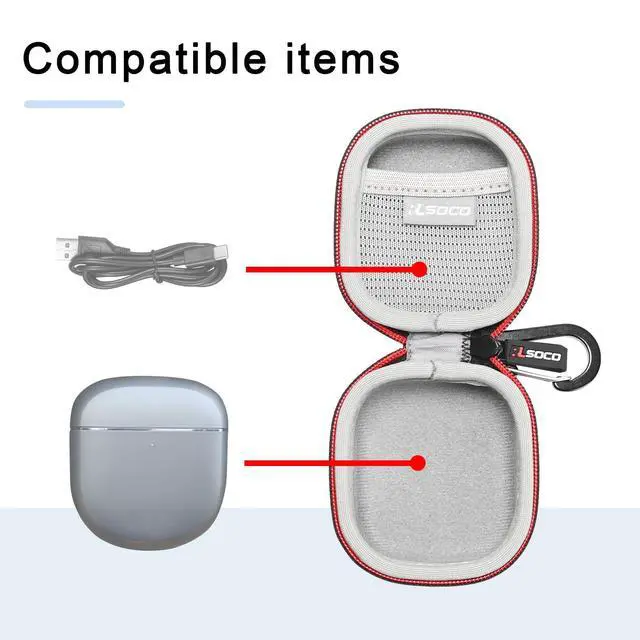 Alt view image 4 of 6 - Carrying Case for Bose QuietComfort Ultra (2nd Gen)/QuietComfort Earbuds II/QuietComfort Ultra Wireless Noise Cancelling Earbuds - Black (Case Only)