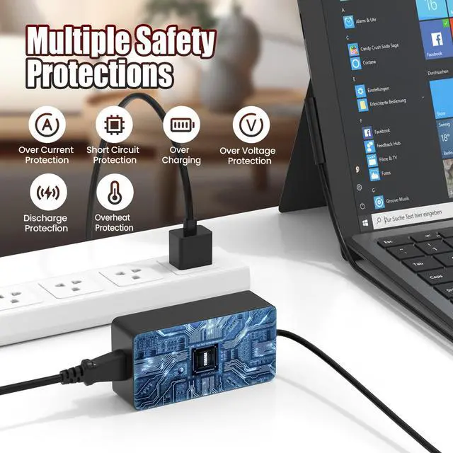 Alt view image 6 of 7 - Surface Pro Charger 44W Compatible with Microsoft Surface Pro 7 6 5 4 3, Surface Laptop 3 2 1, Surface Go, Surface Book Power Adapter 15V 2.58A Magnetic Connector with USB Port, Replacement Charger