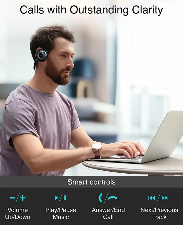 Alt view image 5 of 7 - BTH220 Bluetooth Headphones (Black, On-Ear, Wireless Music, Hands-Free Calling, Built-in Mic, Foldable, Memory Form Earpads, Travel Bag)