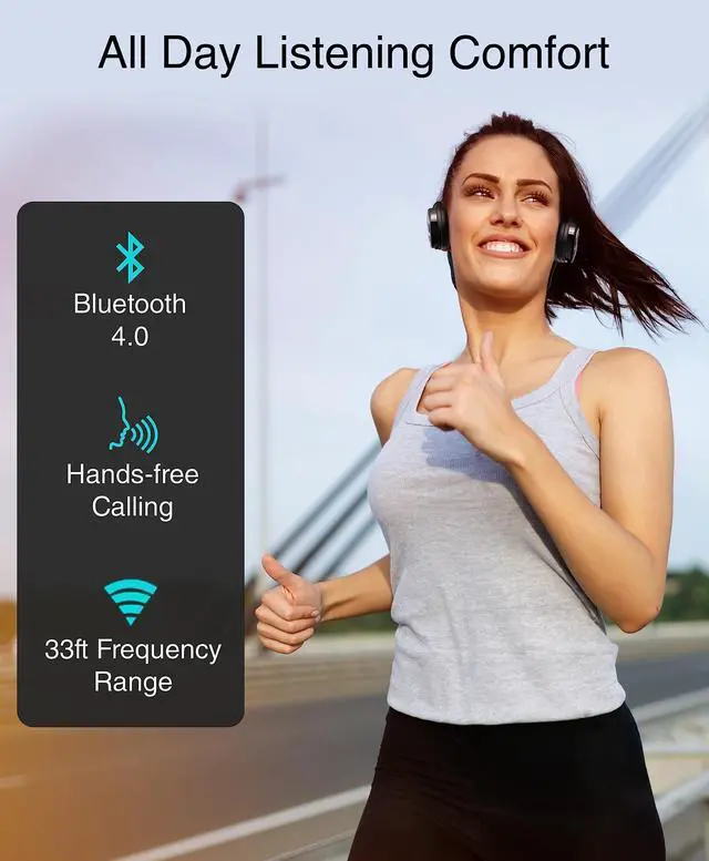Alt view image 6 of 7 - BTH220 Bluetooth Headphones (Black, On-Ear, Wireless Music, Hands-Free Calling, Built-in Mic, Foldable, Memory Form Earpads, Travel Bag)