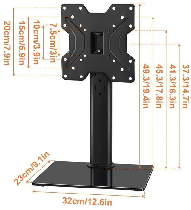 Alt view image 3 of 7 - Universal TV Stand Base for 13 inch to 43 inch LED TV Table Top TV Mount Stand with Swivel Height Adjustable Hold up 77LBs