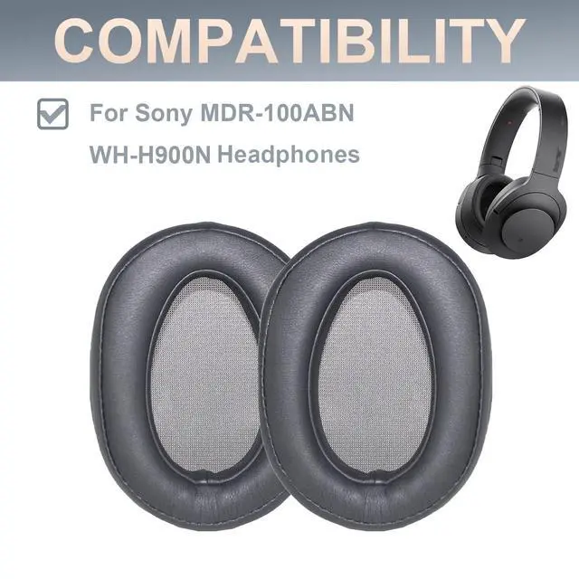 Alt view image 4 of 7 - WH-H900N Replacement Ear Pads Protein PU Leather Ear Cushion Compatible with Sony WH-H900N and MDR-100ABN Headphones (Dark Grey)