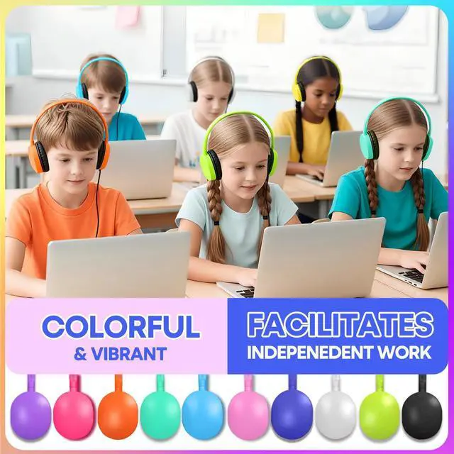Alt view image 5 of 7 - Classroom Headphones Bulk 25 Pack for Students School Kids, Wholesale Wired Earphones Class Set for Children Toddler Teens Boys Girls and Adult 3.5mm Plug (Mixed, 25 Pack)