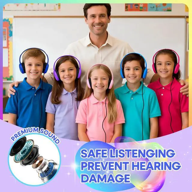 Alt view image 6 of 7 - Classroom Headphones Bulk 25 Pack for Students School Kids, Wholesale Wired Earphones Class Set for Children Toddler Teens Boys Girls and Adult 3.5mm Plug (Mixed, 25 Pack)