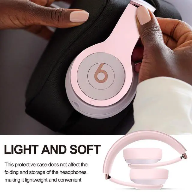 Alt view image 5 of 7 - 3 in 1 Silicone Case for Beats Solo 4 Headphones, Protective Silicone Covers for Beats Solo 4 Shell/Ear Pad/Headband Cover, Accessories Silicone Skin Protector for Beats Solo4 - Pink
