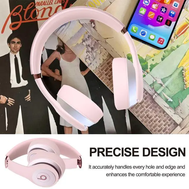 Alt view image 6 of 7 - 3 in 1 Silicone Case for Beats Solo 4 Headphones, Protective Silicone Covers for Beats Solo 4 Shell/Ear Pad/Headband Cover, Accessories Silicone Skin Protector for Beats Solo4 - Pink