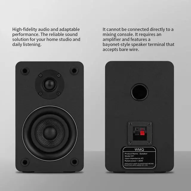 Alt view image 5 of 7 - 40W*2 Passive Bookshelf Speakers for Home Theater Surround Sound, Stereo, and Passive Near Field Monitor, 2-WayRequires a Receiver or Amplifier (Black, Pair)