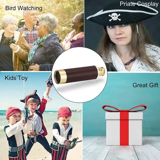 Alt view image 6 of 7 - Pirate Spyglass Telescope, Caribbean Collapsible Spyglass 25x30 High Powered Zoomable Pirate Monocular Telescope Handheld Telescope Pirate Spyglass for Bird Watching Hunting Hiking Travelling