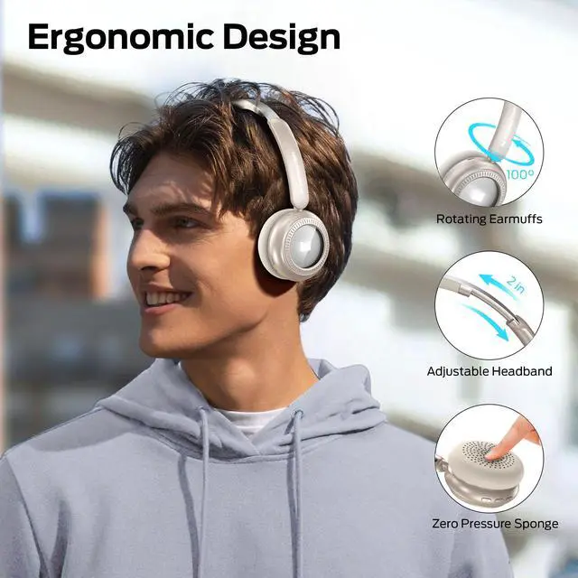Alt view image 3 of 7 - N-Tune MINI 01 Bluetooth Headphones - Bluetooth 6.0 On-Ear Headphones with Speed Charge, Clear Audio, 50H Playtime, Comfortable & Lightweight Design, Hands-Free Calls (White)