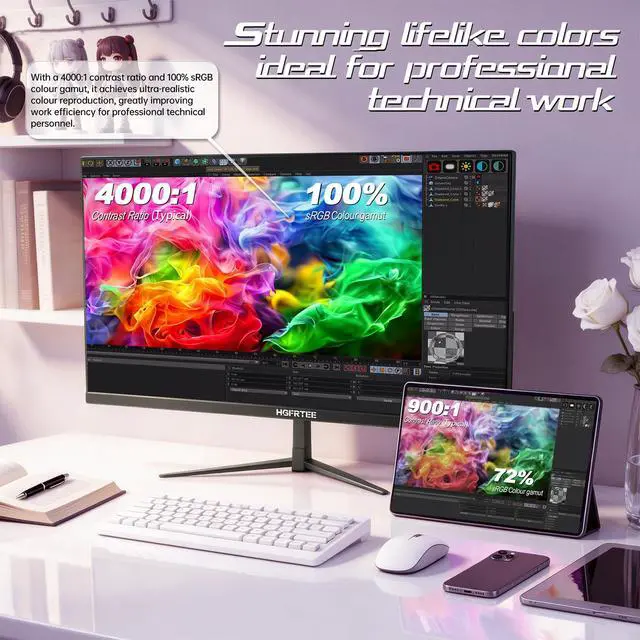 Alt view image 3 of 7 - 32 Inch 4K UHD Monitor, Computer Monitor, 4000:1 Contrast Display | 3840×2160 UHD Resolution, VA Panel, 100% sRGB, AMD FreeSync, 60Hz, HDMI 2.0 & DisplayPort 1.4, VESA 100x100mm
