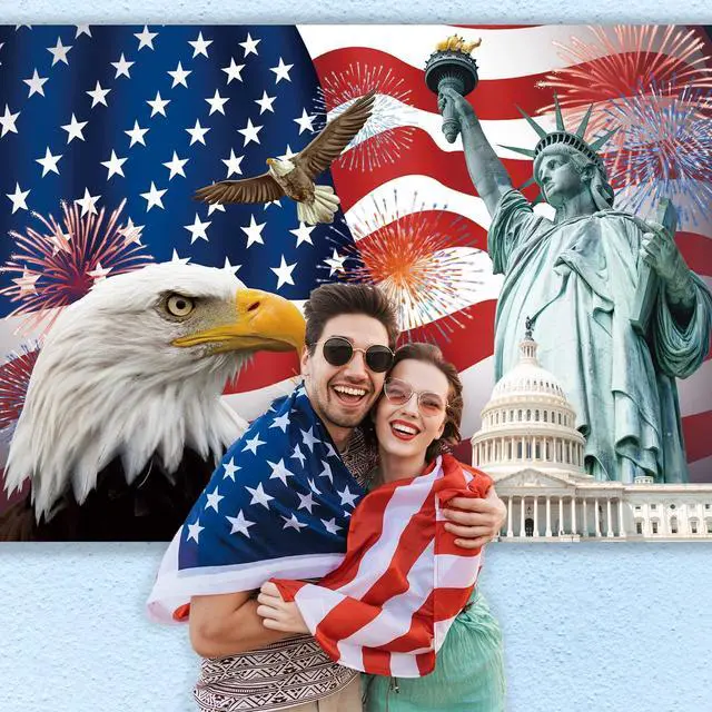 Alt view image 5 of 7 - Independence Day Backdrop,7x5FT 4th of July Backdrop American Flag Background USA Flag Portrait Banner Patriotic Veterans Party Decor Supplies